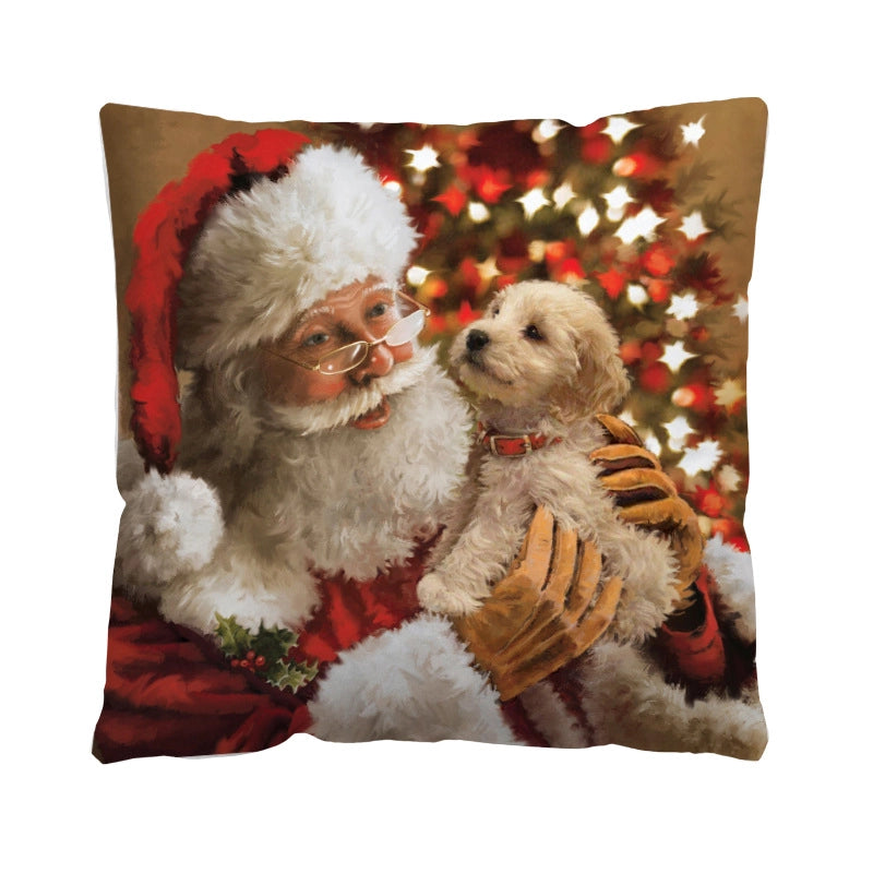 Christmas Glam Santa Claus Snowman Short Plush Pillow Cases Couch & Sofa Decor
