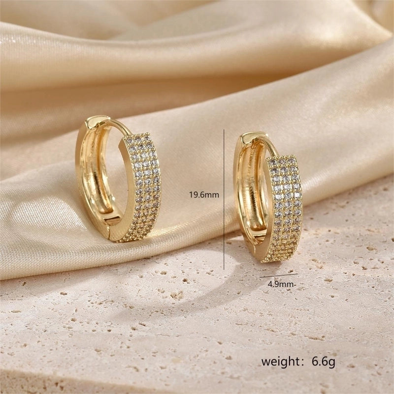 1 Pair Minimalist Streetwear Circle Plating Inlay Copper Zircon 18k Gold Plated Earrings