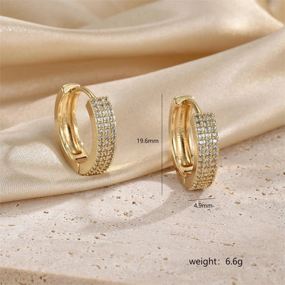1 Pair Minimalist Streetwear Circle Plating Inlay Copper Zircon 18k Gold Plated Earrings