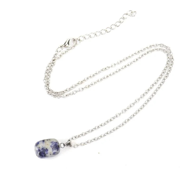 Minimalist Geometric Natural Stone Ferroalloy Knitting Pendant Necklace