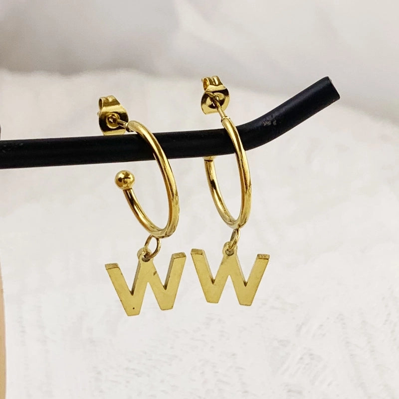 1 Pair Minimalist C Shape Letter Plating 304 Stainless Steel 18K Gold Plated Drop Earrings