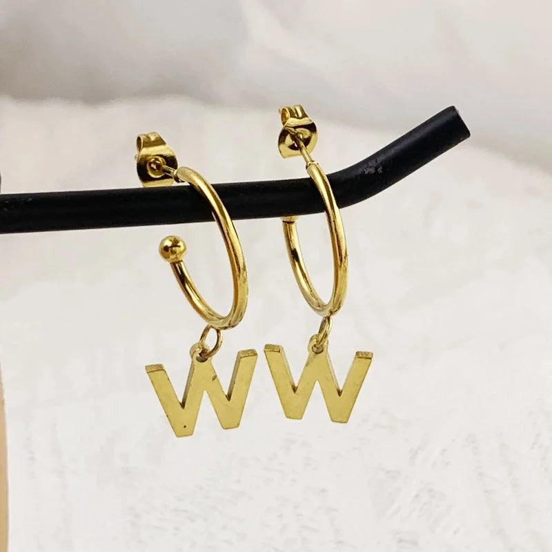 1 Pair Minimalist C Shape Letter Plating 304 Stainless Steel 18K Gold Plated Drop Earrings