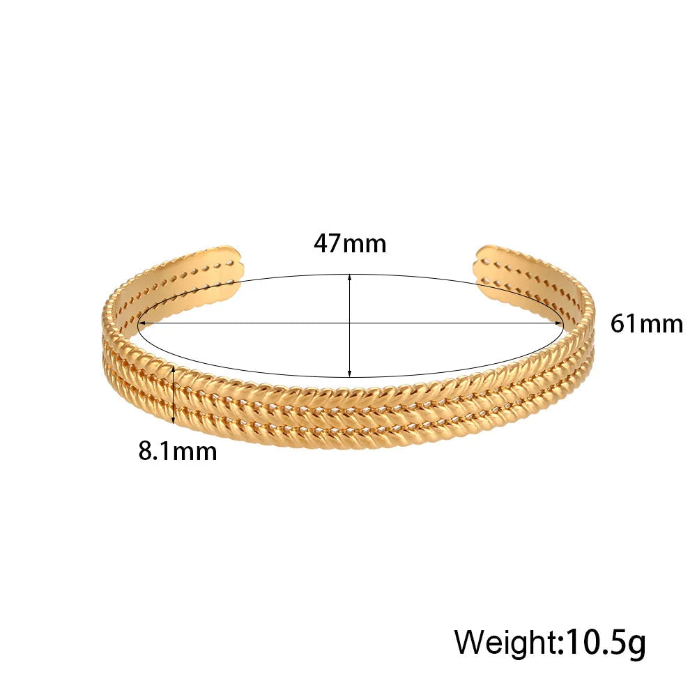 Fashion Ellipse Stainless Steel 18K Gold Plated Bangles