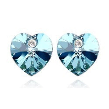 Korean Style Heart Inlaid Crystal Alloy Crystal Earrings
