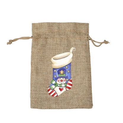 Christmas Nordic Style Cute Modern Style Christmas Tree Snowman Snowflake Imitated Hemp Party Festival Candy Bag