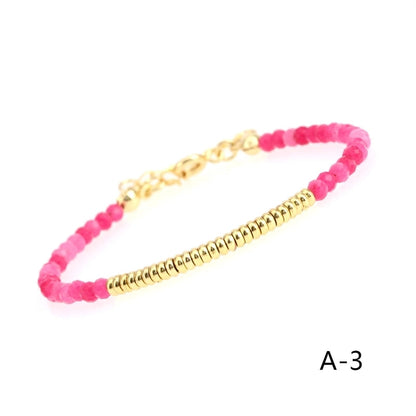 Ethnic Style Round Beaded Knitting Natural Stone Bracelets 1 Piece