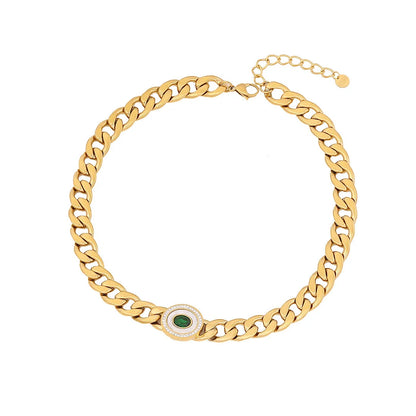 Bold Ellipse Round Heart Geometric Stainless Steel Electroplating Necklaces