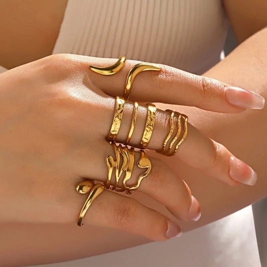 Minimalist Geometric 304 Stainless Steel Irregular Plating Open Rings