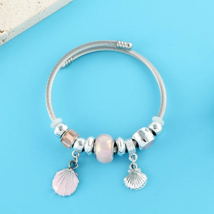 Elegant Luxurious Heart Shape 304 Stainless Steel White Gold Plated Crystal Zircon Bangle In Bulk