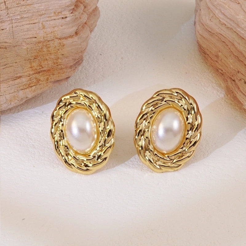 1 Pair Vintage Style Classic Style Geometric 304 Stainless Steel Imitation Gold Ear Studs