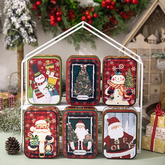Christmas Cute Rectangle Tinplate Holiday Family Gathering Party Gift Wrapping Supplies Gift Wrapping Supplies