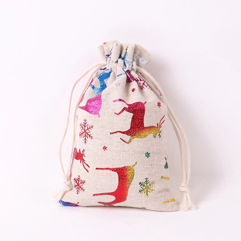 Christmas Apple Bag 24 Bronzing Linen Advent Calendar Gift Hanging Bag Christmas Apple Packaging Bag