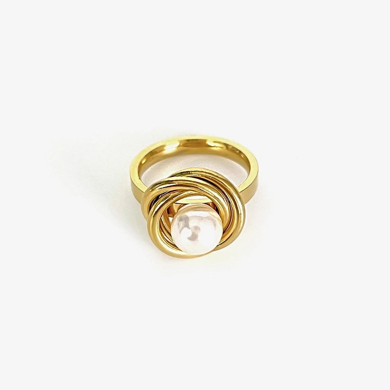 Minimalist Commute Geometric 316L Stainless Steel 18K Gold Plated Rings