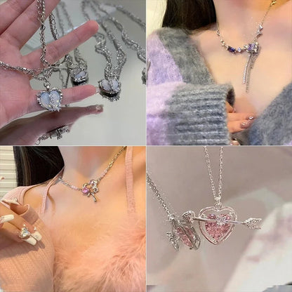 Love Stitching Pearl Japanese And Korean Necklace Design High-grade Light Luxury Niche Clavicle Chain New Women\'s Necklace