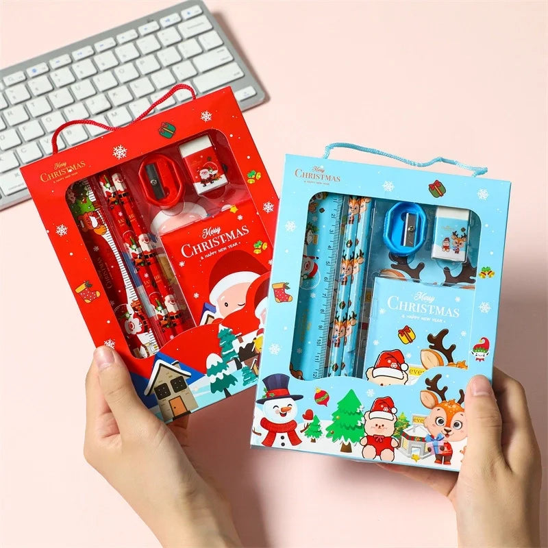 1 Set Cartoon Learning Christmas Plastic Cartoon Style Stationary Sets