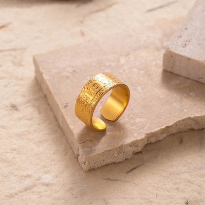 Retro Solid Color 304 Stainless Steel Criss Cross Plating Hollow Out Open Ring