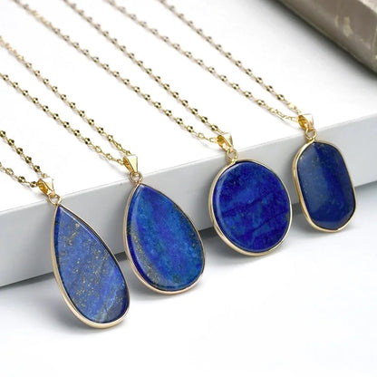 Elegant Minimalist Geometric 304 Stainless Steel Natural Stone Coffee Bean Chain Pendant Necklace In Bulk Natural Stone Necklace