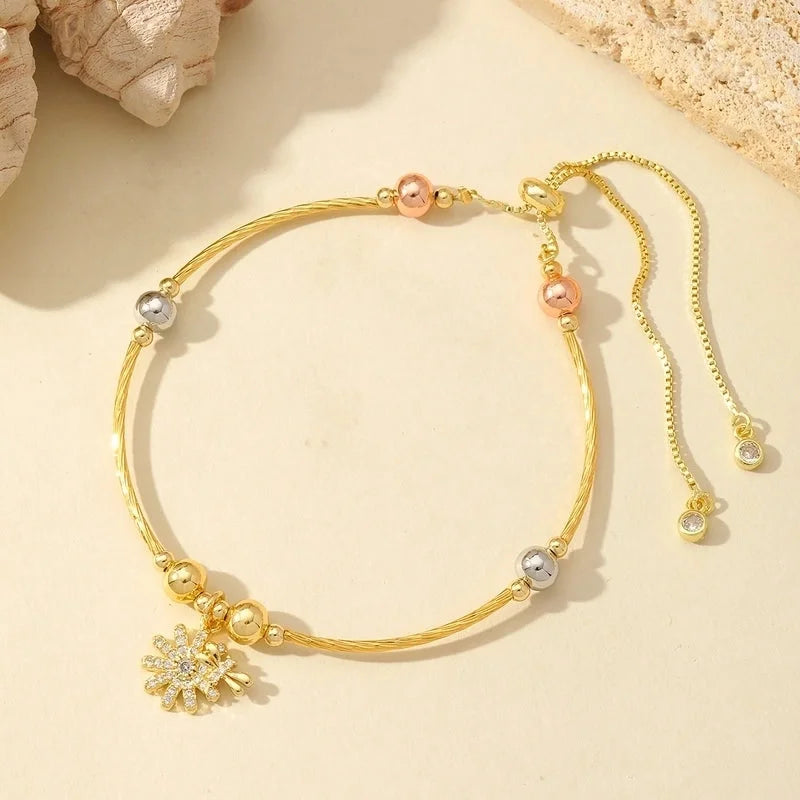 Casual Elegant Commute Moon Heart Shape Butterfly Copper Imitation Pearl Zircon 18K Gold Plated Inlay Bracelets