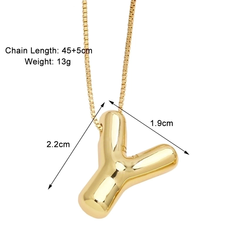 Minimalist Letter Copper Plating 18k Gold Plated Necklace Pendant
