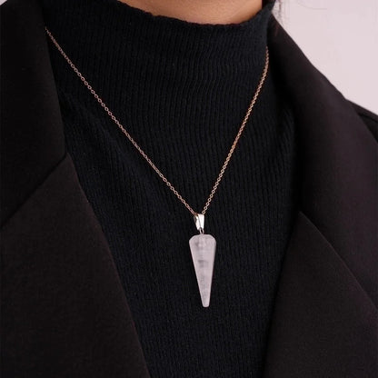 Ig Style Handmade Minimalist Geometric Stainless Steel Natural Stone Pendant Necklace