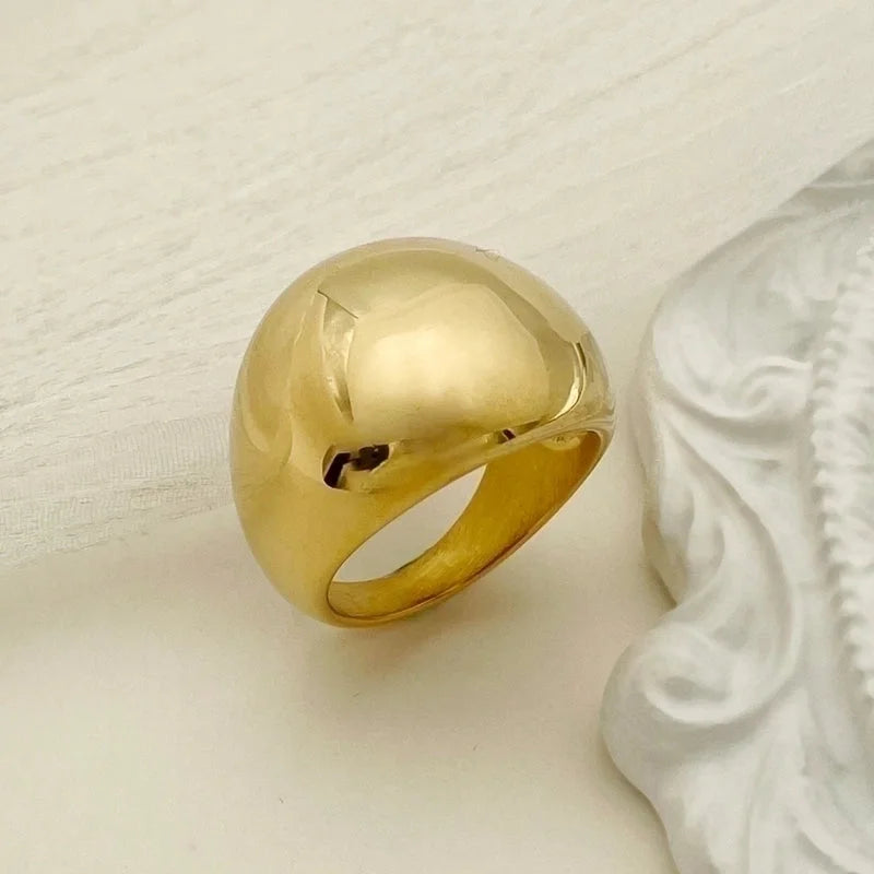 304 Stainless Steel 14K Gold Plated Casual Minimalist Plating Solid Color Rings