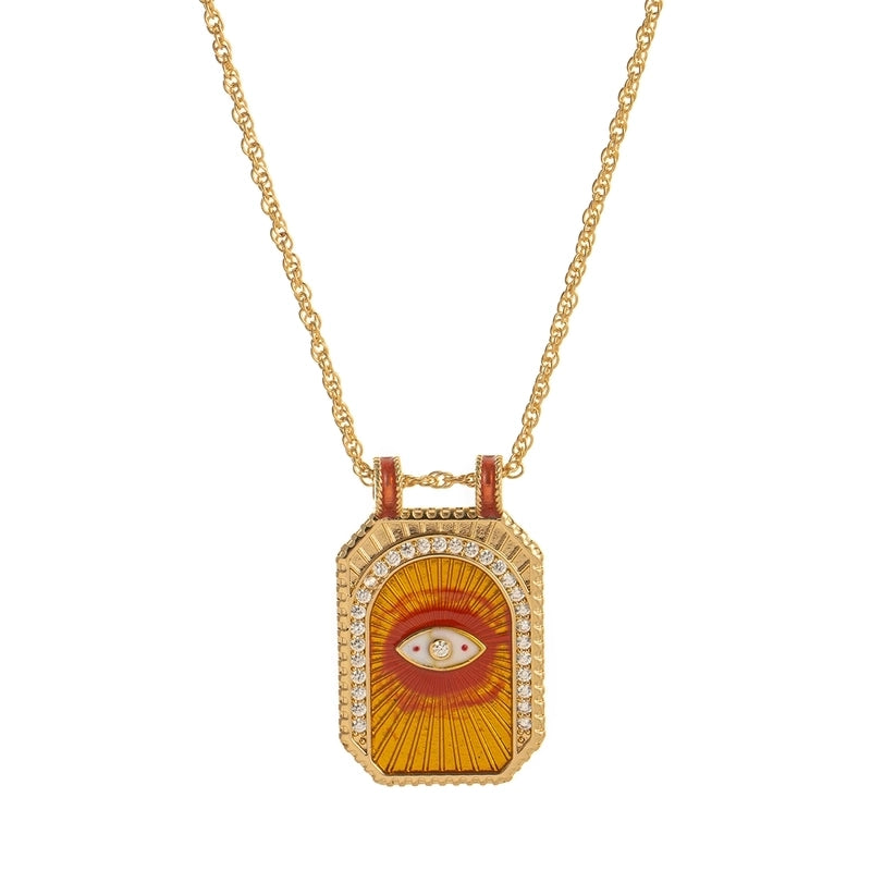 Copper Gold Plated Enamel Tarot Pendant Necklace