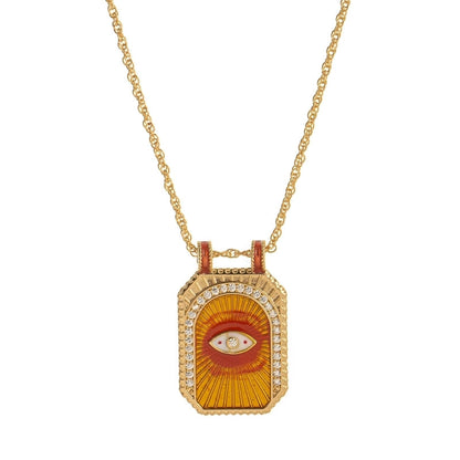 Copper Gold Plated Enamel Tarot Pendant Necklace