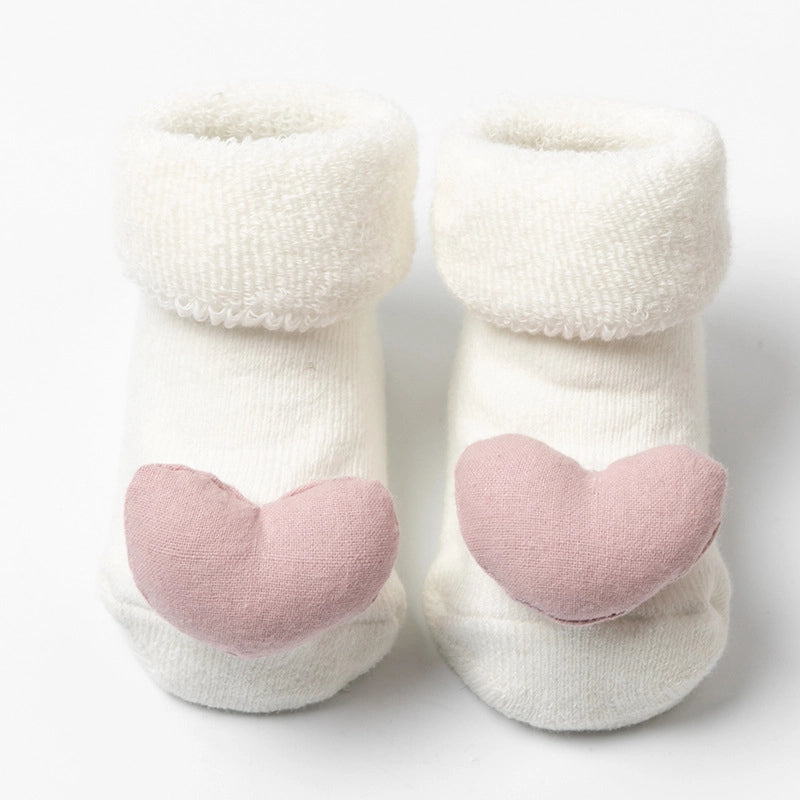 New Newborn Baby Socks Autumn And Winter A Cotton Red Terry Fleece-lined Thickened Non-slip Baby Christmas Floor Socks 1