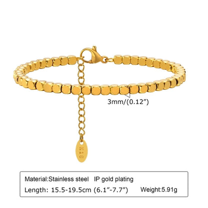 Casual Minimalist Solid Color 304 Stainless Steel 18K Gold Plated Bracelets In Bulk