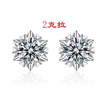1 Pair Casual Minimalist Geometric Heart Shape Inlay Copper Zircon White Gold Plated Ear Studs