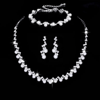 Minimalist Solid Color Rhinestone Inlay Zircon Jewelry Set