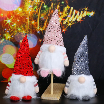 3 Pieces Christmas Decoration Lighted Gnome Figurine Rudolph Christmas Gift Ornament