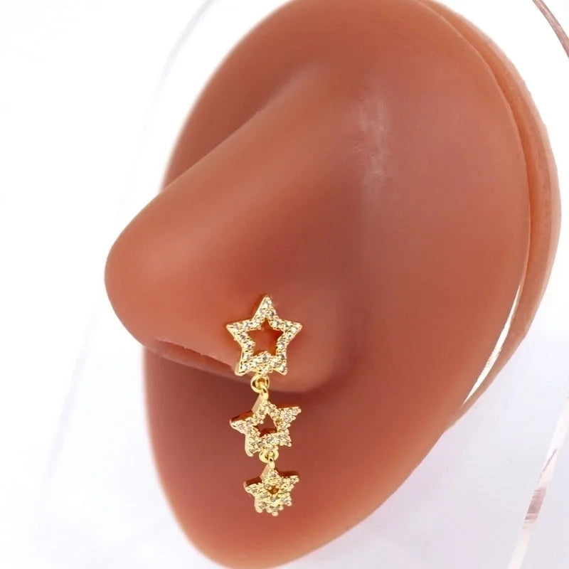 1 Piece Nose Rings & Studs Minimalist Classic Style Heart Shape Butterfly Stainless Steel Titanium Steel Copper Plating Inlay Rhinestones Zircon Gold Plated Nose Rings & Studs