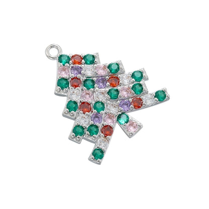 1 Piece 12*19.5mm 13*23.5mm 14*23mm Hole 1~1.9mm Copper Artificial Pearls Zircon 18K Gold Plated Christmas Tree Santa Claus Christmas Socks Pendant Jewelry Accessories