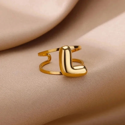 Minimalist Letter 304 Stainless Steel Plating Open Rings