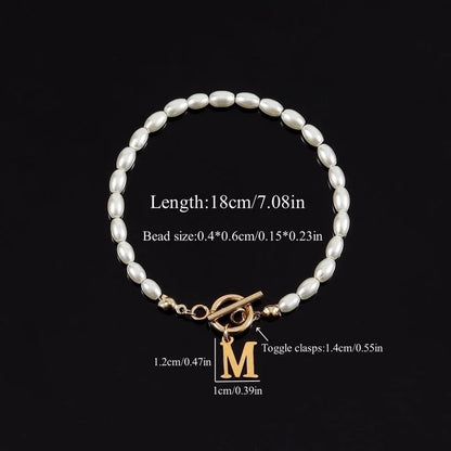 Elegant Minimalist Classic Style Letter 304 Stainless Steel Artificial Pearl Bracelets In Bulk