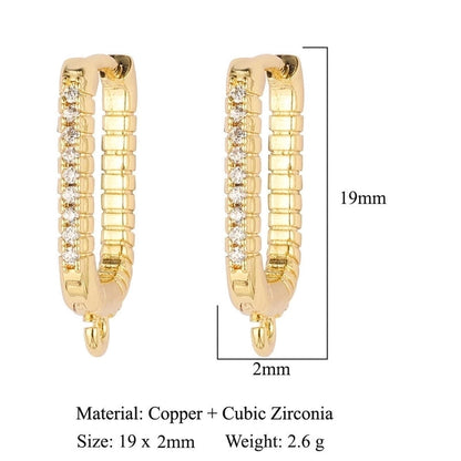 1 Pair Minimalist Solid Color Inlay Copper Zircon Earrings