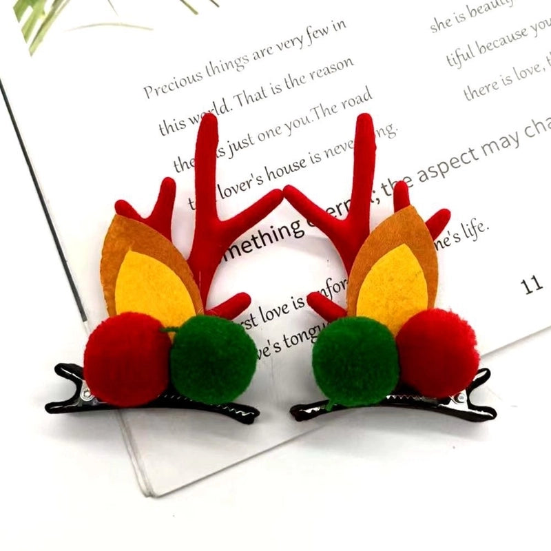 Christmas Cute Antlers Plastic Cloth Flannel Party Hairpin