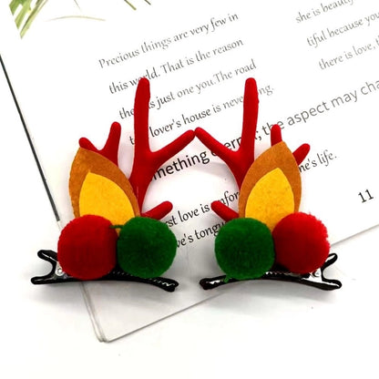 Christmas Cute Antlers Plastic Cloth Flannel Party Hairpin