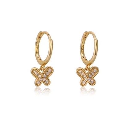 1 Pair Streetwear Devil\'s Eye Heart Shape Butterfly Plating Inlay Copper Zircon Drop Earrings