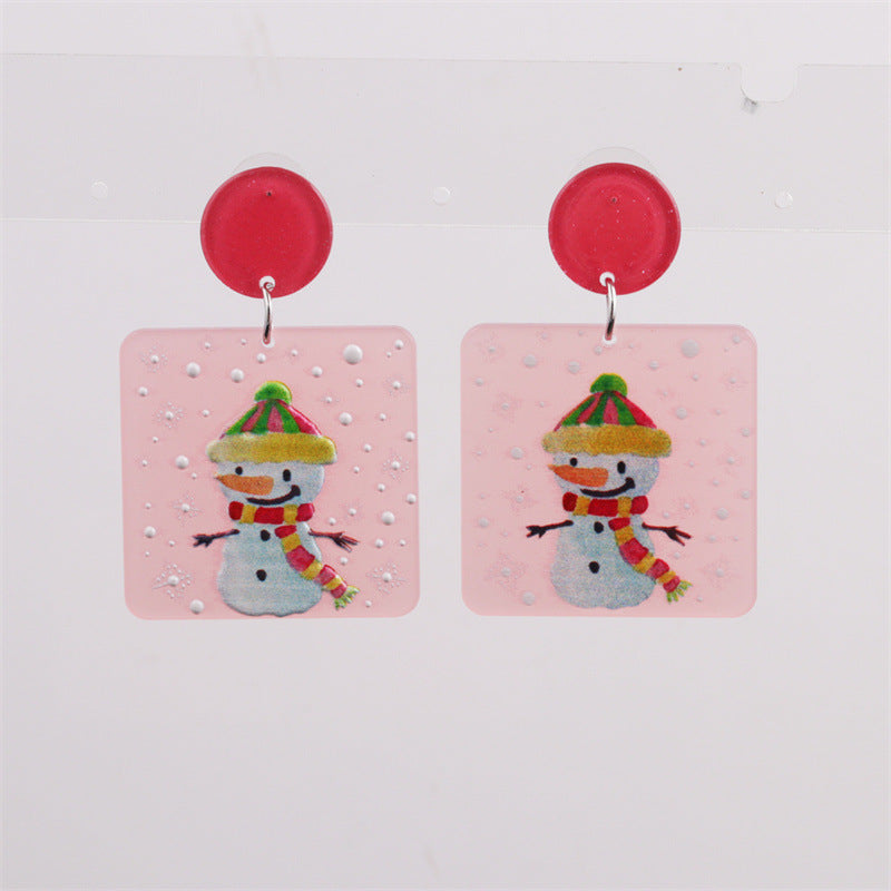 Christmas Earrings Christmas Old Man Bell Snowman Earrings Studs