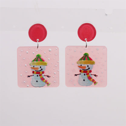 Christmas Earrings Christmas Old Man Bell Snowman Earrings Studs