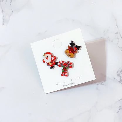 Spot Cartoon Acrylic Christmas Brooch Badge Snowman Elk Christmas Tree Collar Pin Set Corsage
