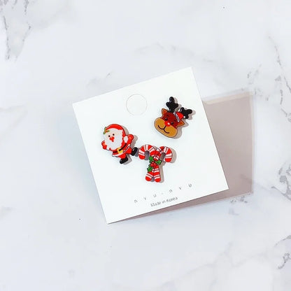 Spot Cartoon Acrylic Christmas Brooch Badge Snowman Elk Christmas Tree Collar Pin Set Corsage