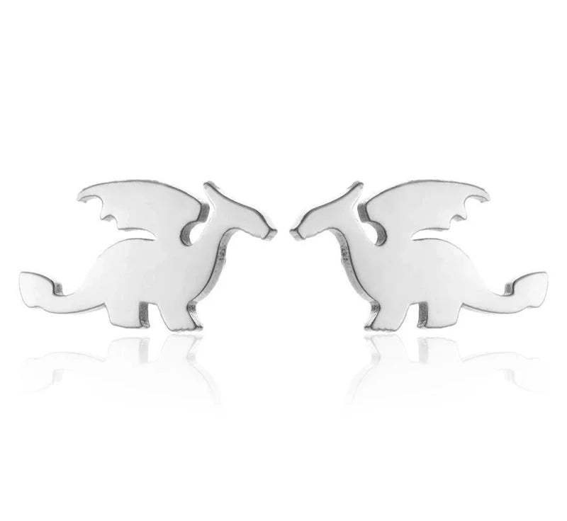 1 Pair Minimalist Dinosaur Plating 304 Stainless Steel 18K Gold Plated Ear Studs