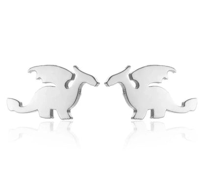 1 Pair Minimalist Dinosaur Plating 304 Stainless Steel 18K Gold Plated Ear Studs