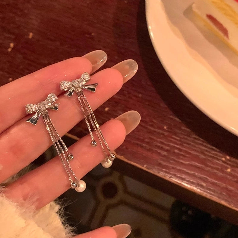 Fashion Geometric Star Flower Imitation Pearl Alloy Tassel Women\'s Drop Earrings 1 Pair