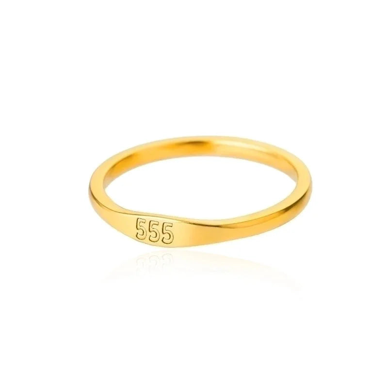 1 Piece Minimalist Number Stainless Steel Inlaid Gold Rings
