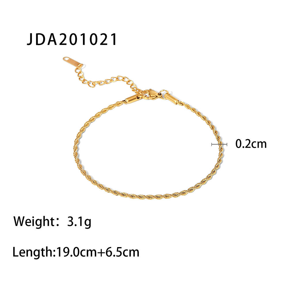 Women Minimalist Geometric Titanium Steel 18K Gold Plated Anklets