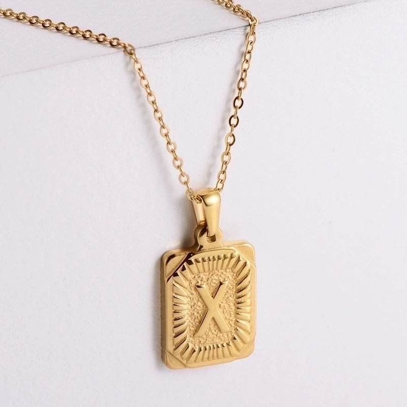 304 Stainless Steel 18K Gold Plated Minimalist Plating Letter No Inlaid Pendant Necklace